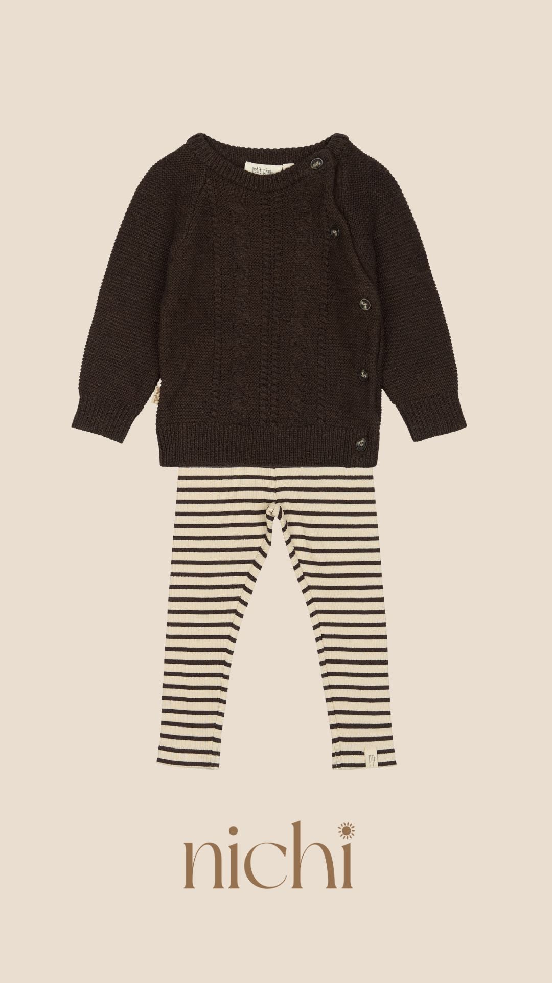legging bruin gestreept met bruine sweater baby