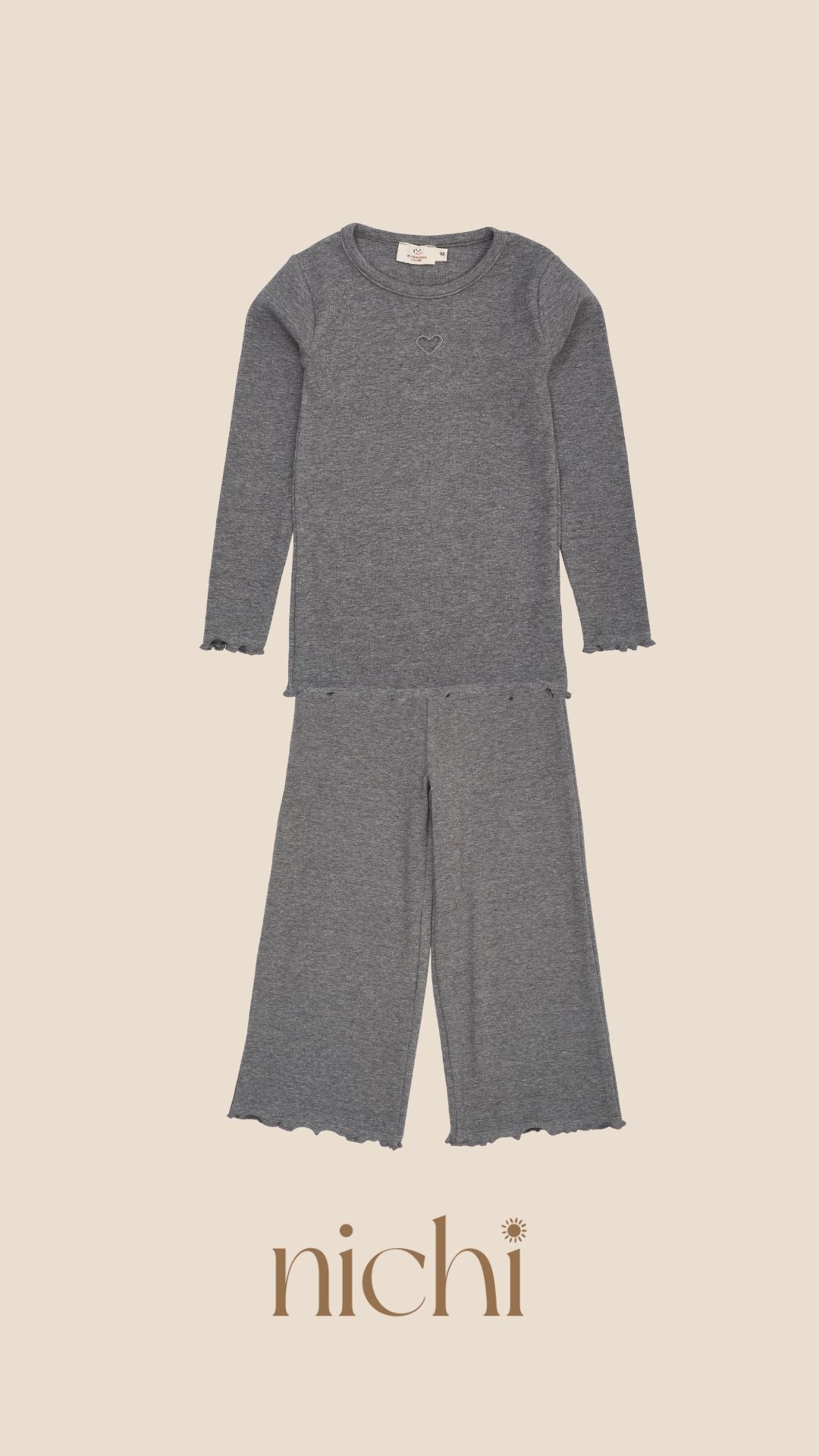 grijs rib setjes meisjes flared pants