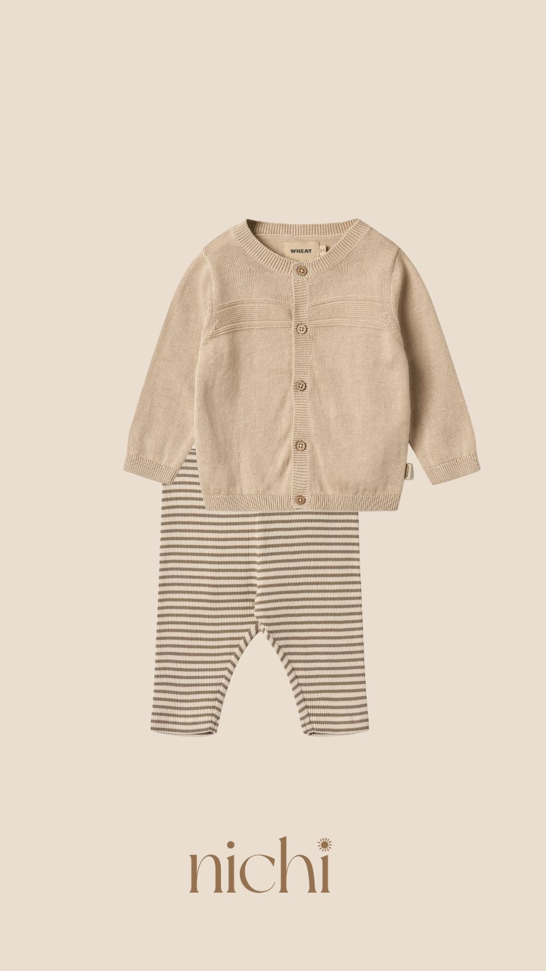 beige setjes unisex baby newborn wheat
