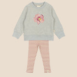 roze setje baby met print