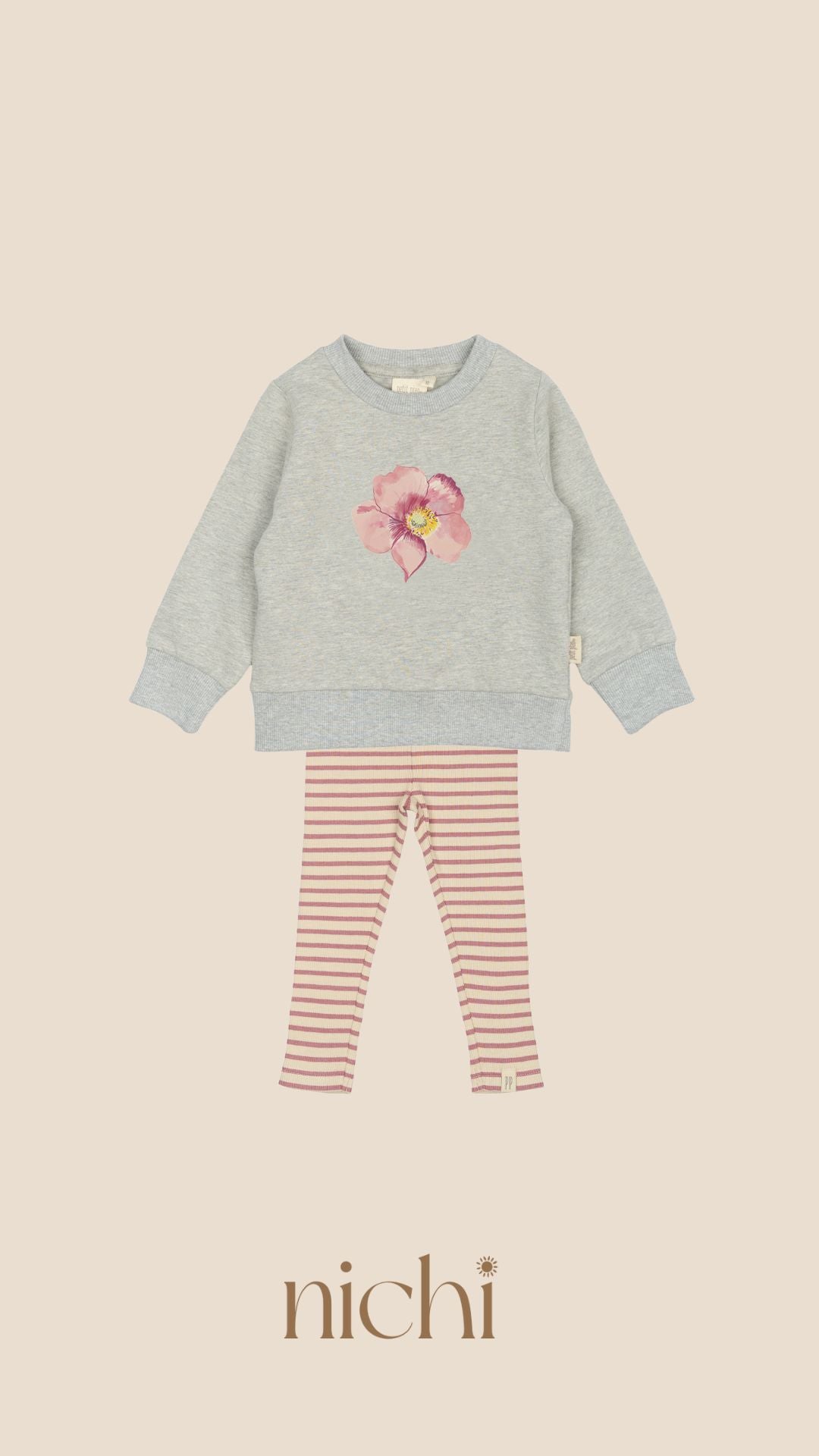 roze setje baby met print