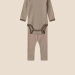 wheat wollen romper legging gestreept bruin
