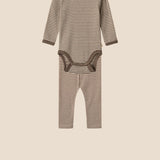 wheat wollen romper legging gestreept bruin