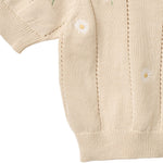 wheat gebreide top malvina sandshell white flowers