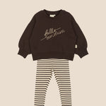 bruine set voor baby's streepjes en print