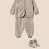 wheat wollen set vest en broek taupe