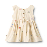 wheat Sienna jurk beige met geborduurde bloemen