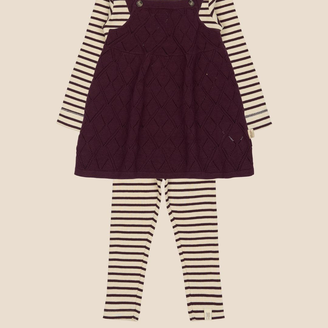 bordeaux rood setje baby's legging jurkje en shirt