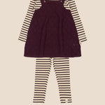 bordeaux rood setje baby's legging jurkje en shirt