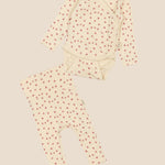 petit piao newborn set romper en legging bloem