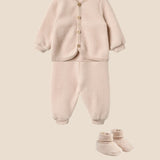 wheat wollen set broek en vest roze