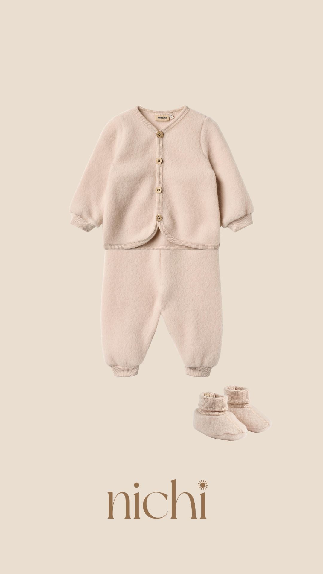 wheat wollen set broek en vest roze