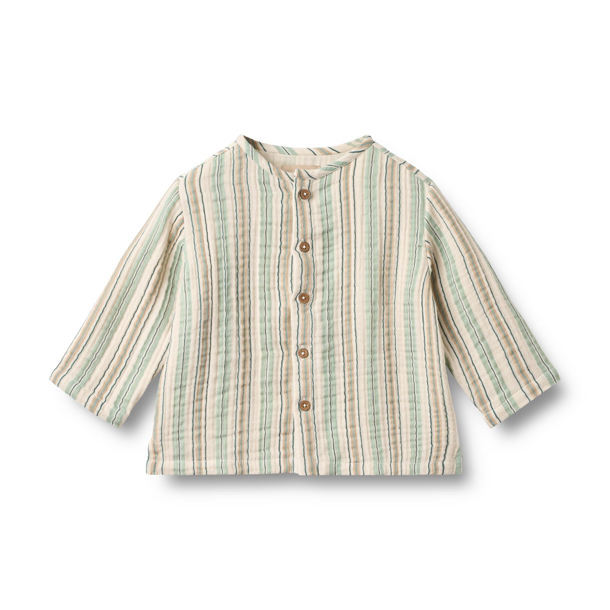 wheat blouse Shelby gestreept groen en beige lange mouwen