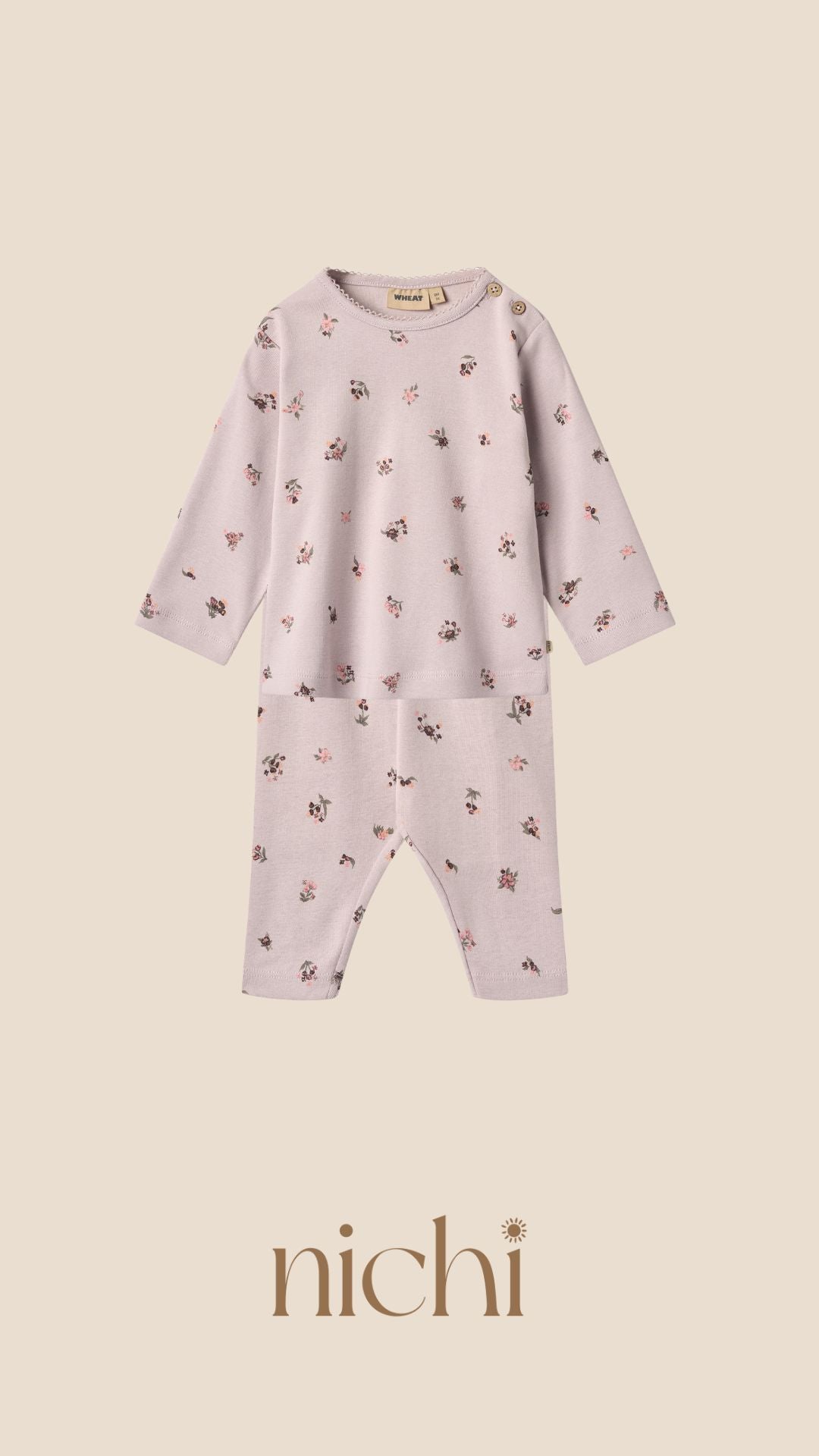 setje meisjes baby roze bloemen