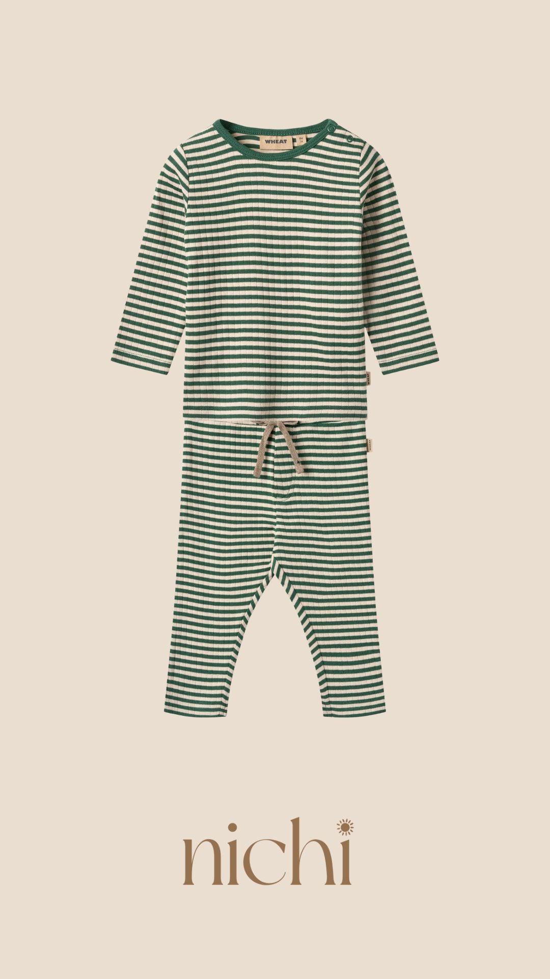 baby set groen gestreept