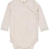 Copenhagen Colors Striped Overslagromper Beige - Nichi Baby Store