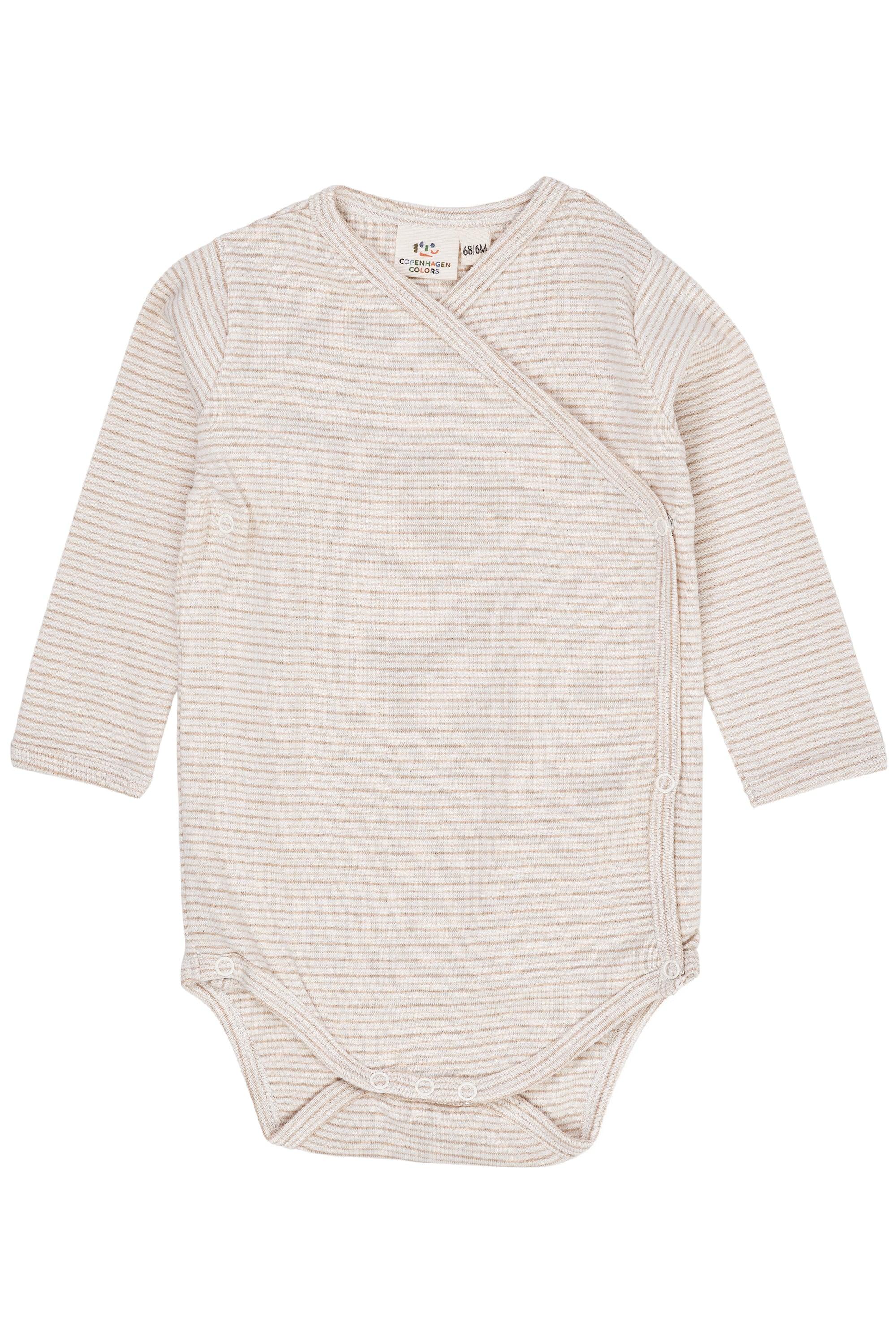 Copenhagen Colors Striped Overslagromper Beige - Nichi Baby Store