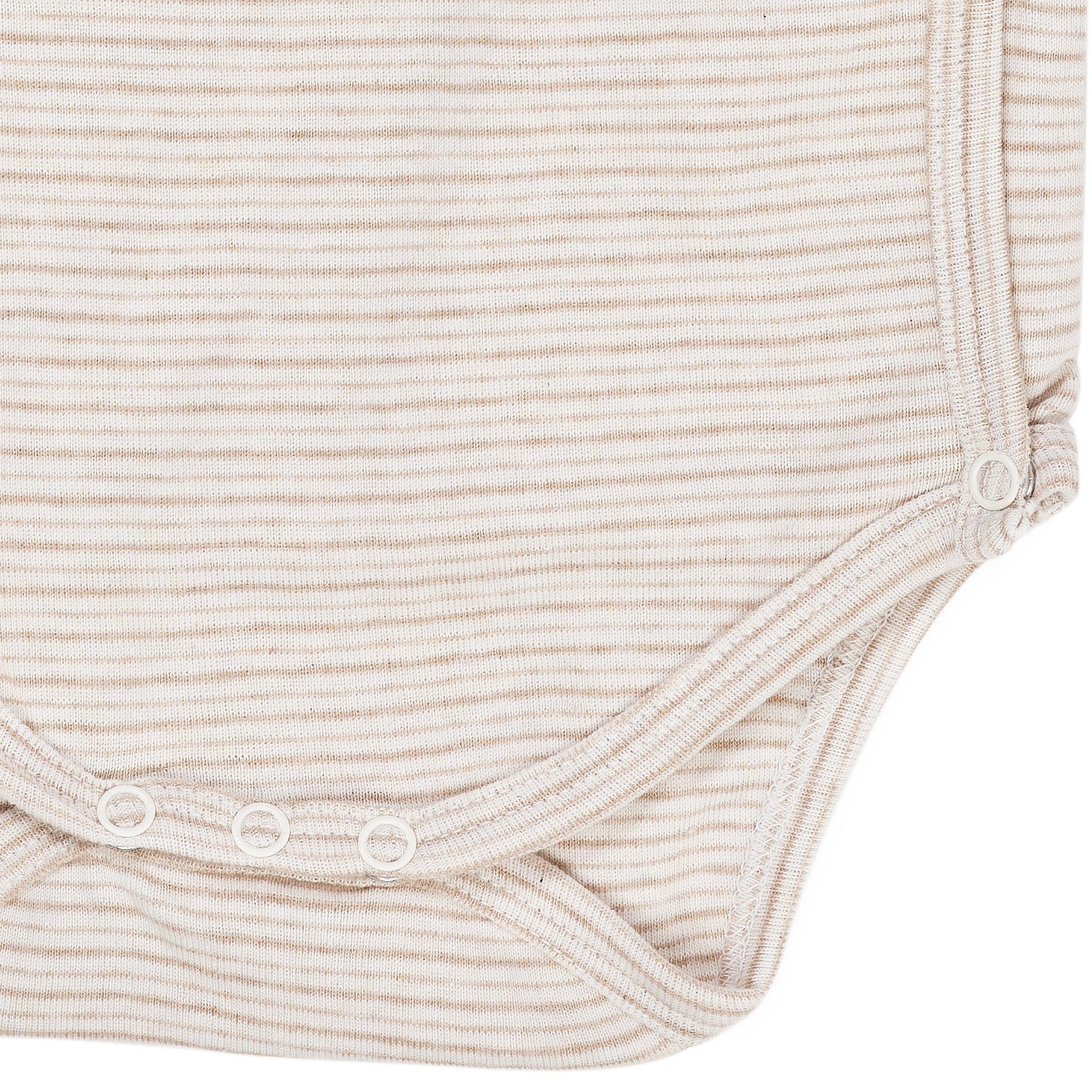 Copenhagen Colors Striped Overslagromper Beige - Nichi Baby Store