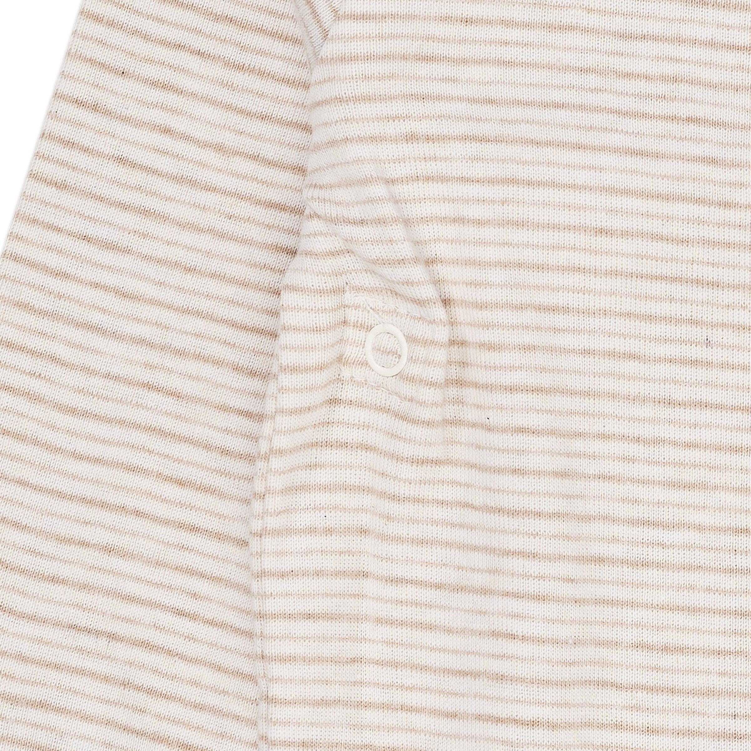 Copenhagen Colors Striped Overslagromper Beige - Nichi Baby Store