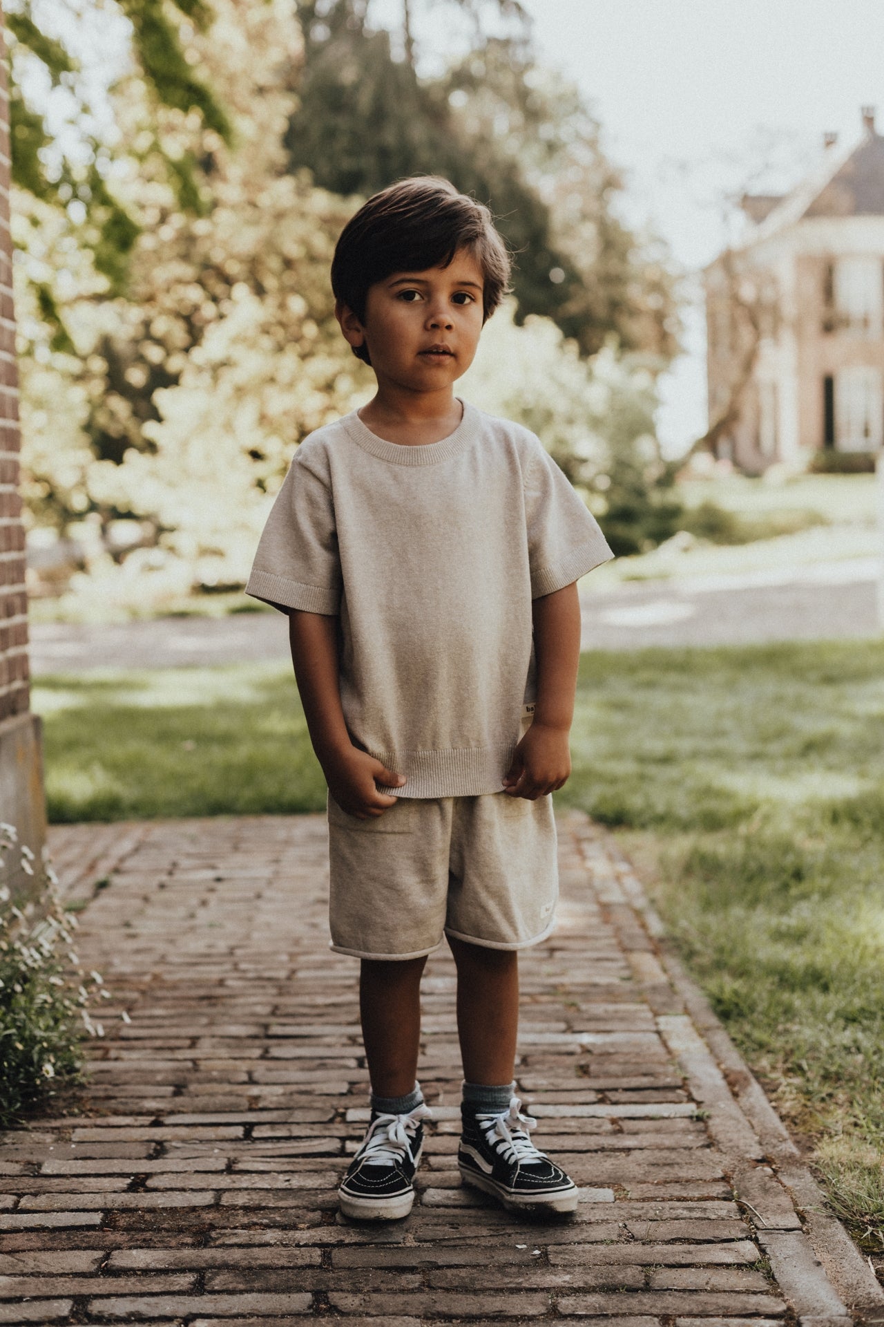 Baje studio gebreide short sebastian taupe sand