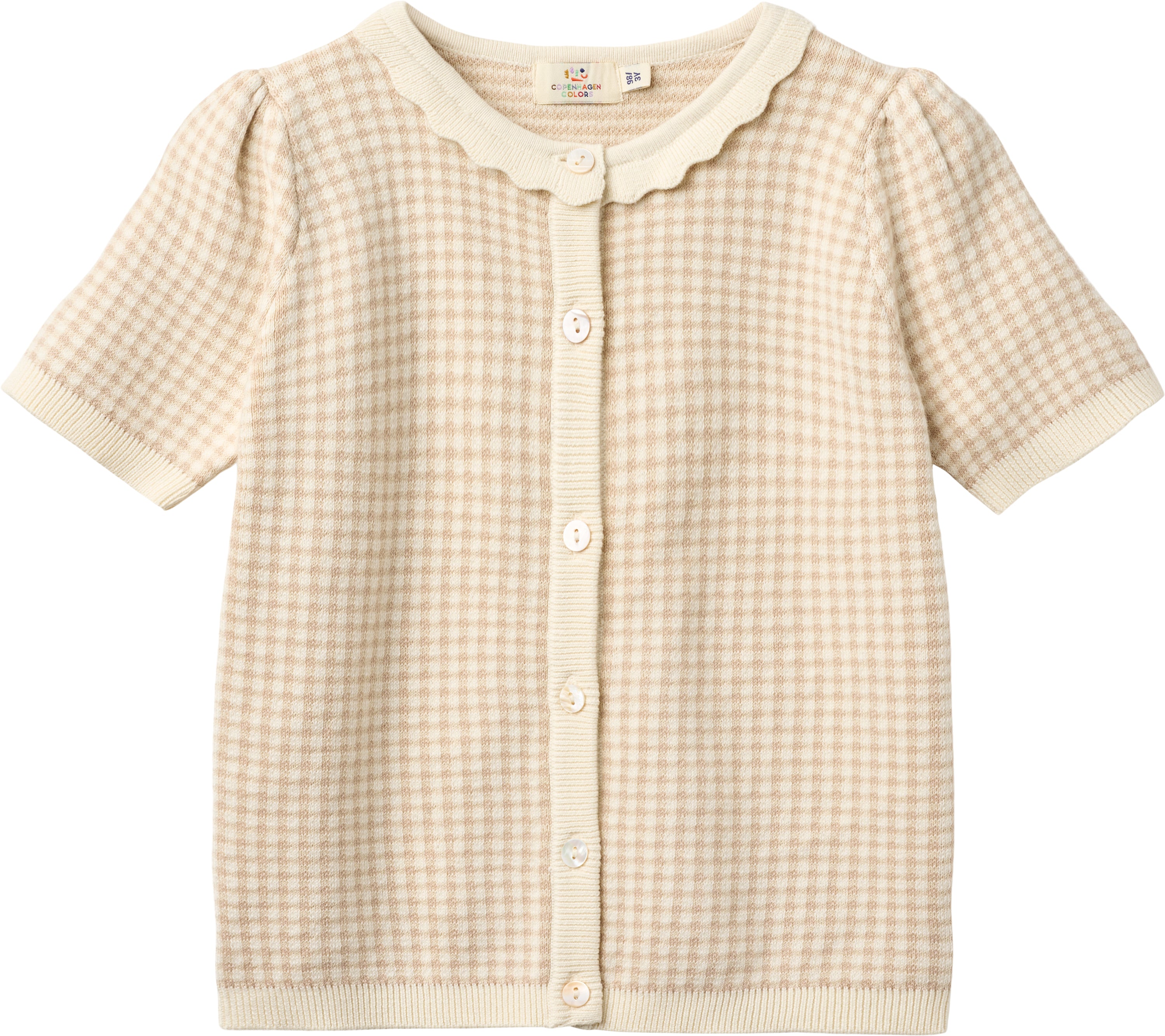 copenhagen colors check jacquard cardigan beige