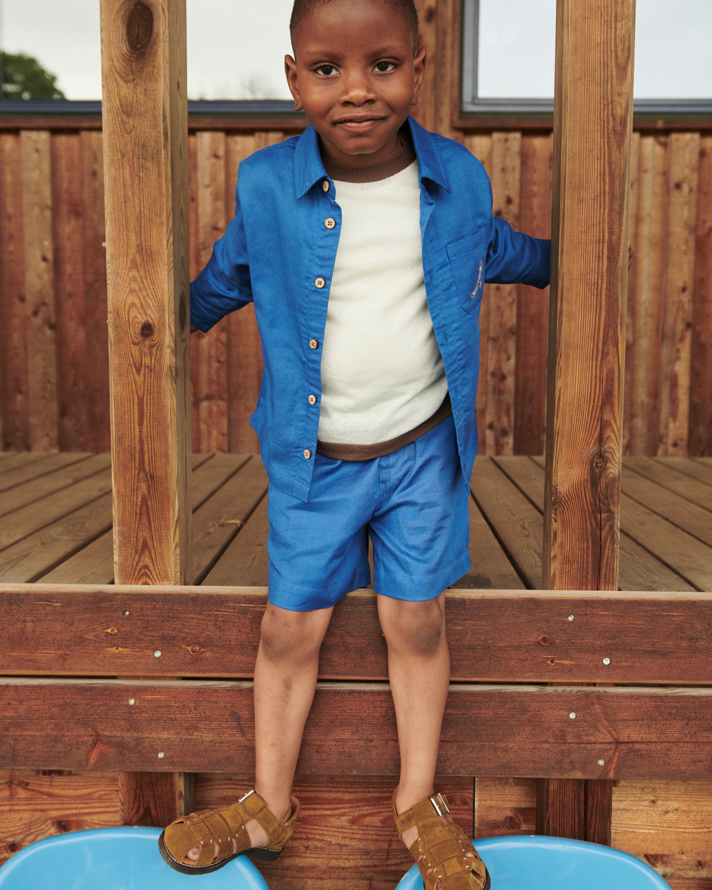 copenhagen colors blauwe blouse biologisch katoen jongens