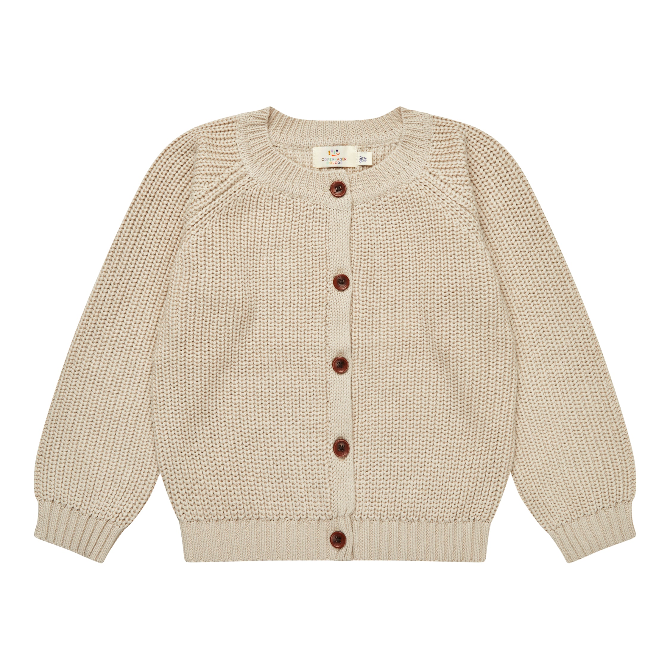 copenhagen colors classic rib knitted cardigan beige