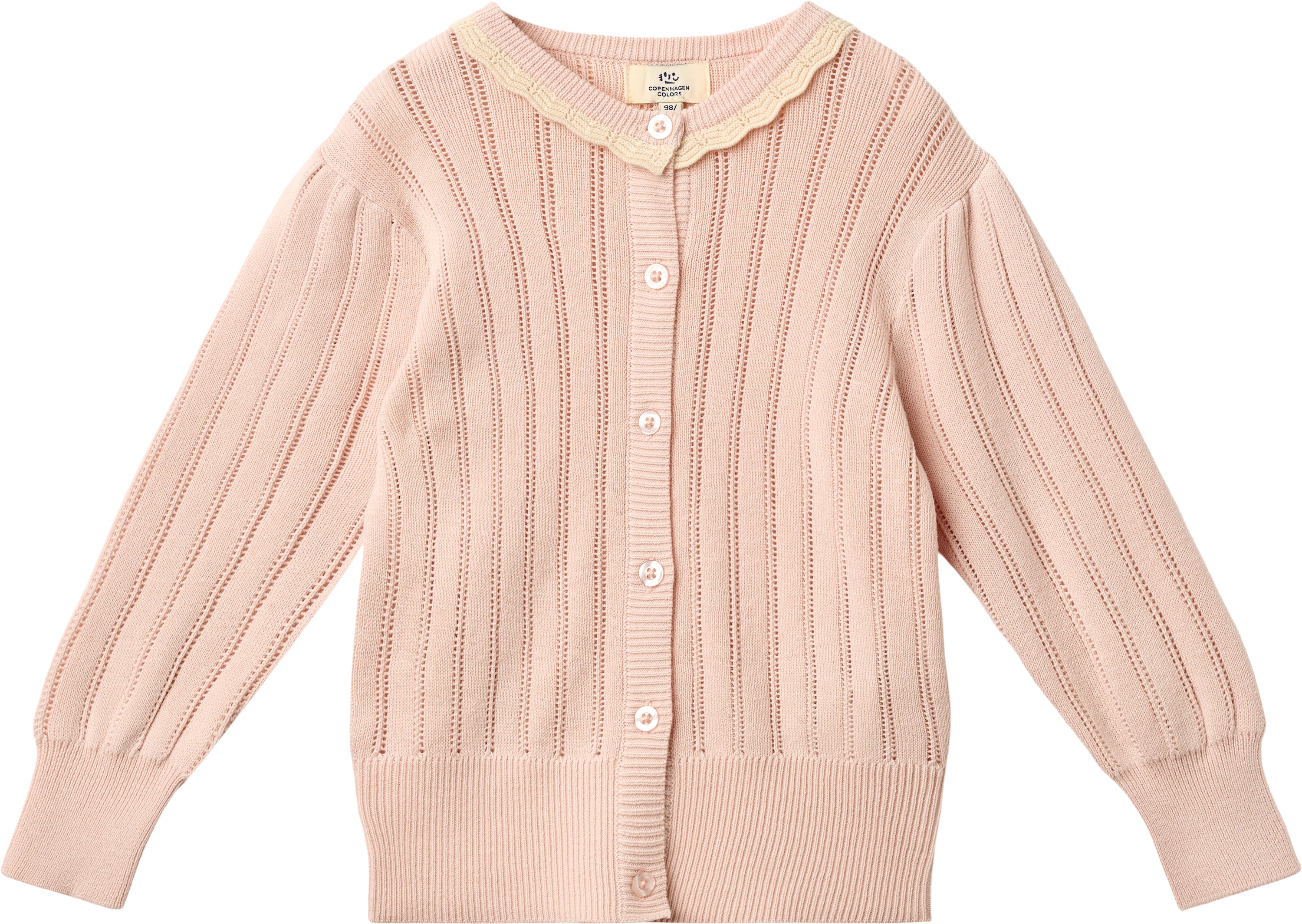 copenhagen colors knitted pointelle cardigan dusty rose