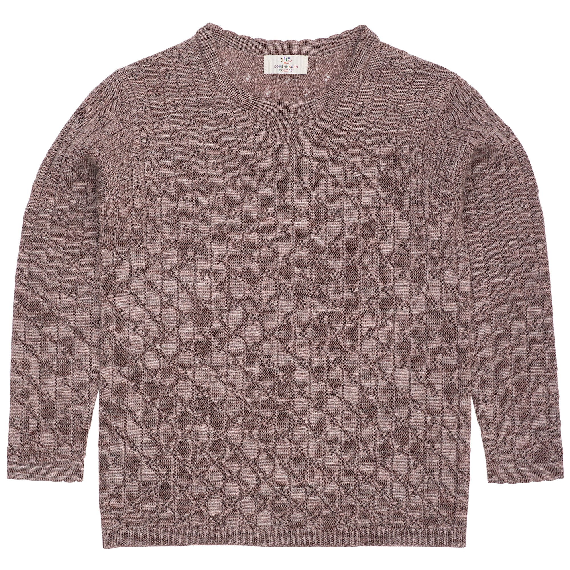 Copenhagen Colors Pointelle Trui bruin Merino wol