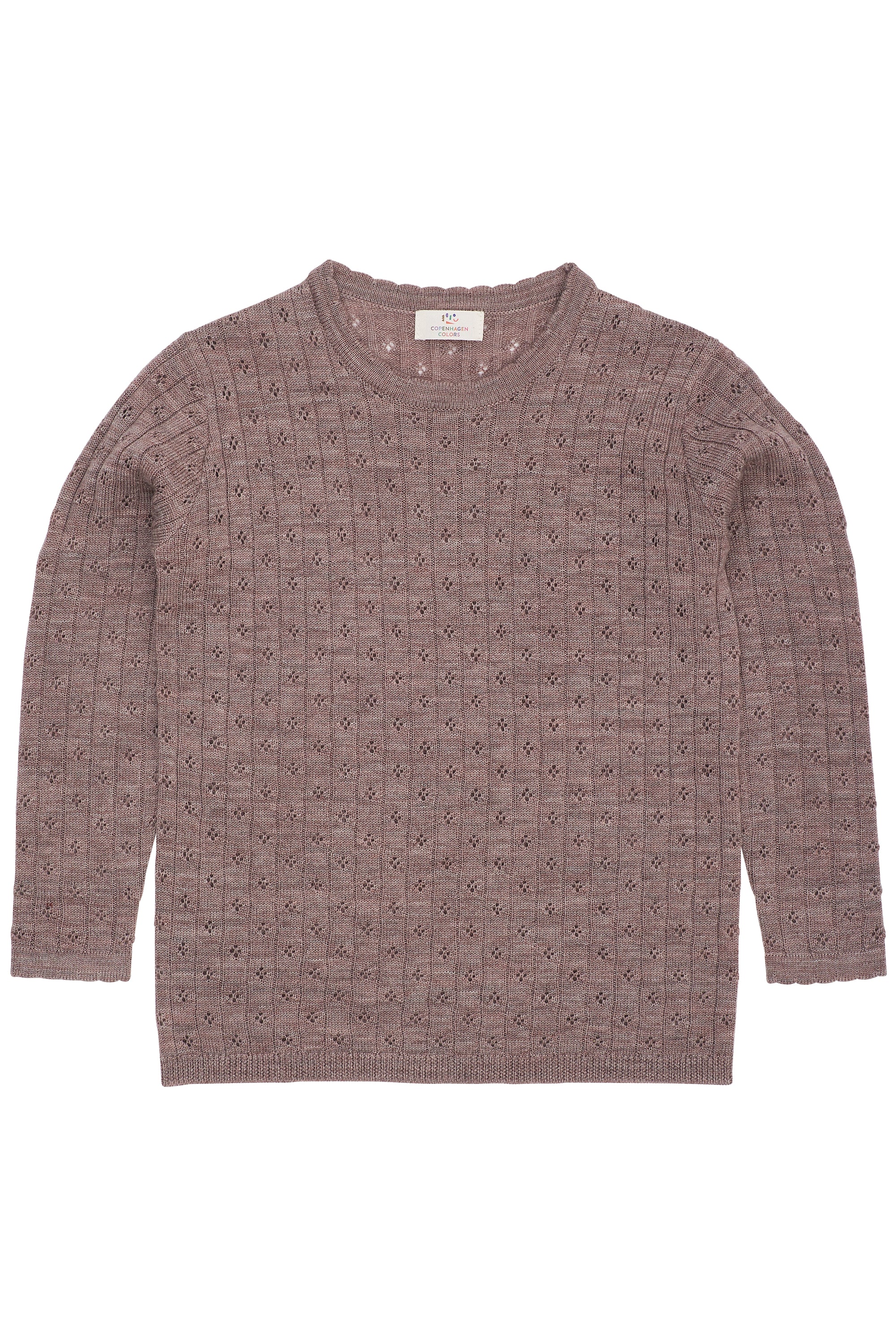 Copenhagen Colors Pointelle Trui bruin Merino wol