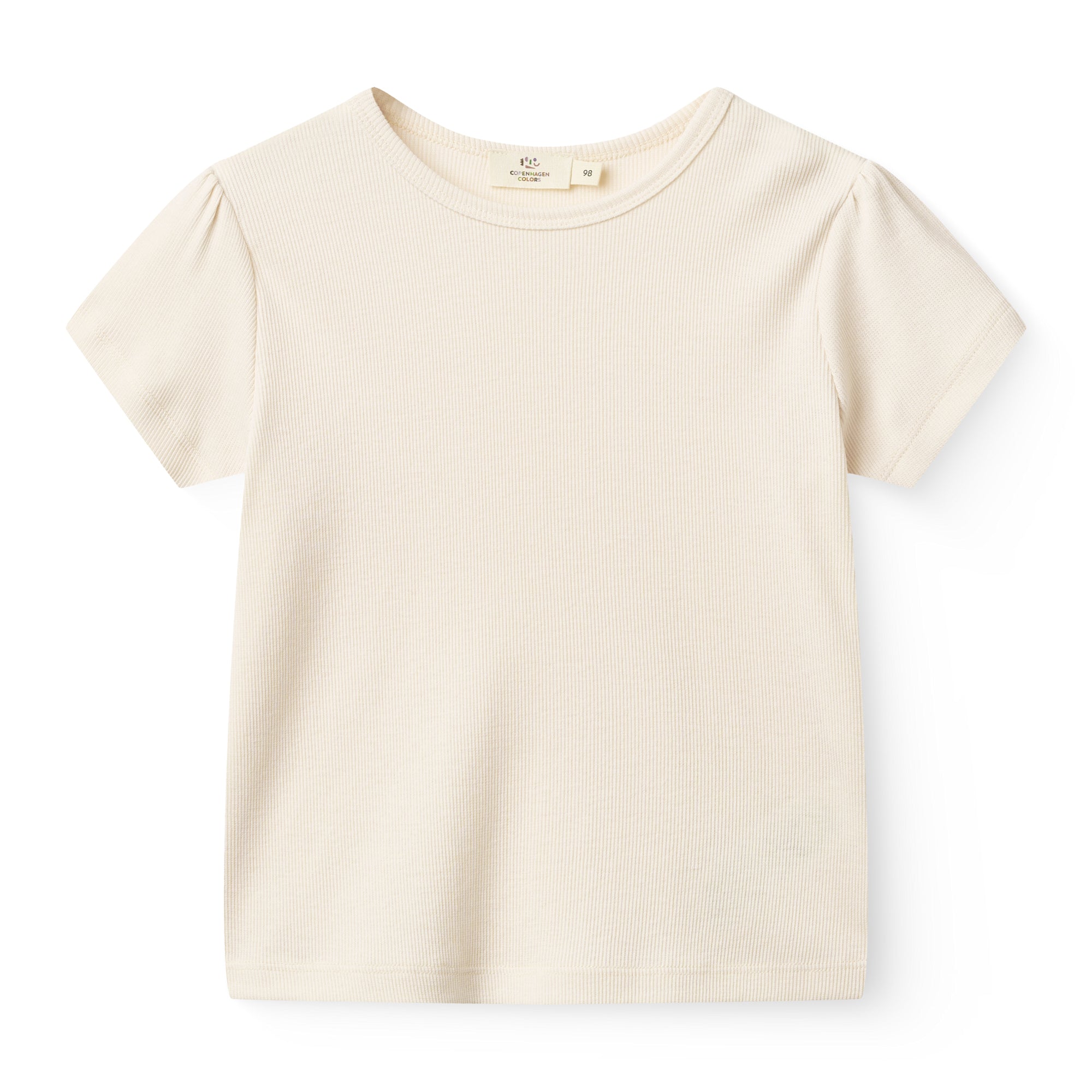 copenhagen colors modal rib tee with ruffles cream