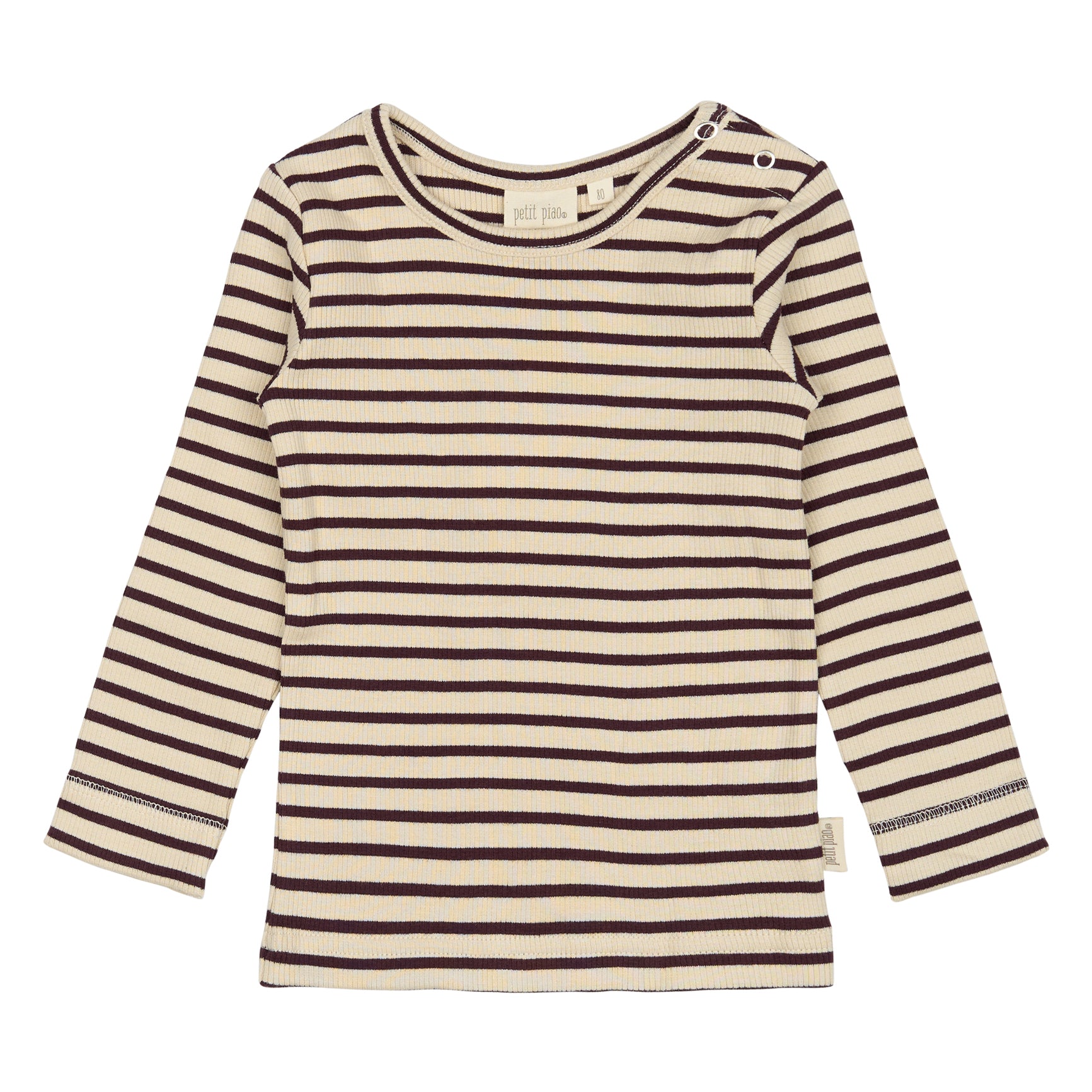 Petit Piao t-shirt gestreept donkerrood