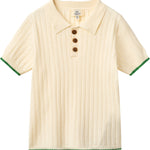 copenhagen colors rib knitted polo beige