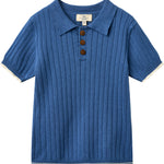 copenhagen colors rib knit polo blauw