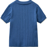 copenhagen colors rib gebreide polo blauw