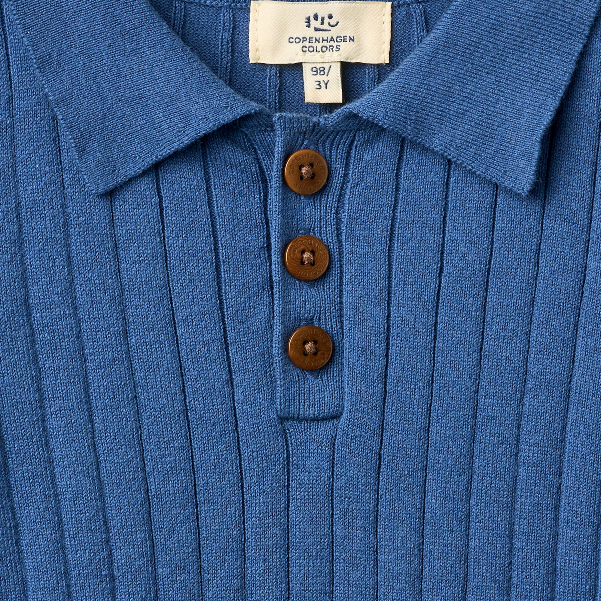 copenhagen colors rib knit polo blue