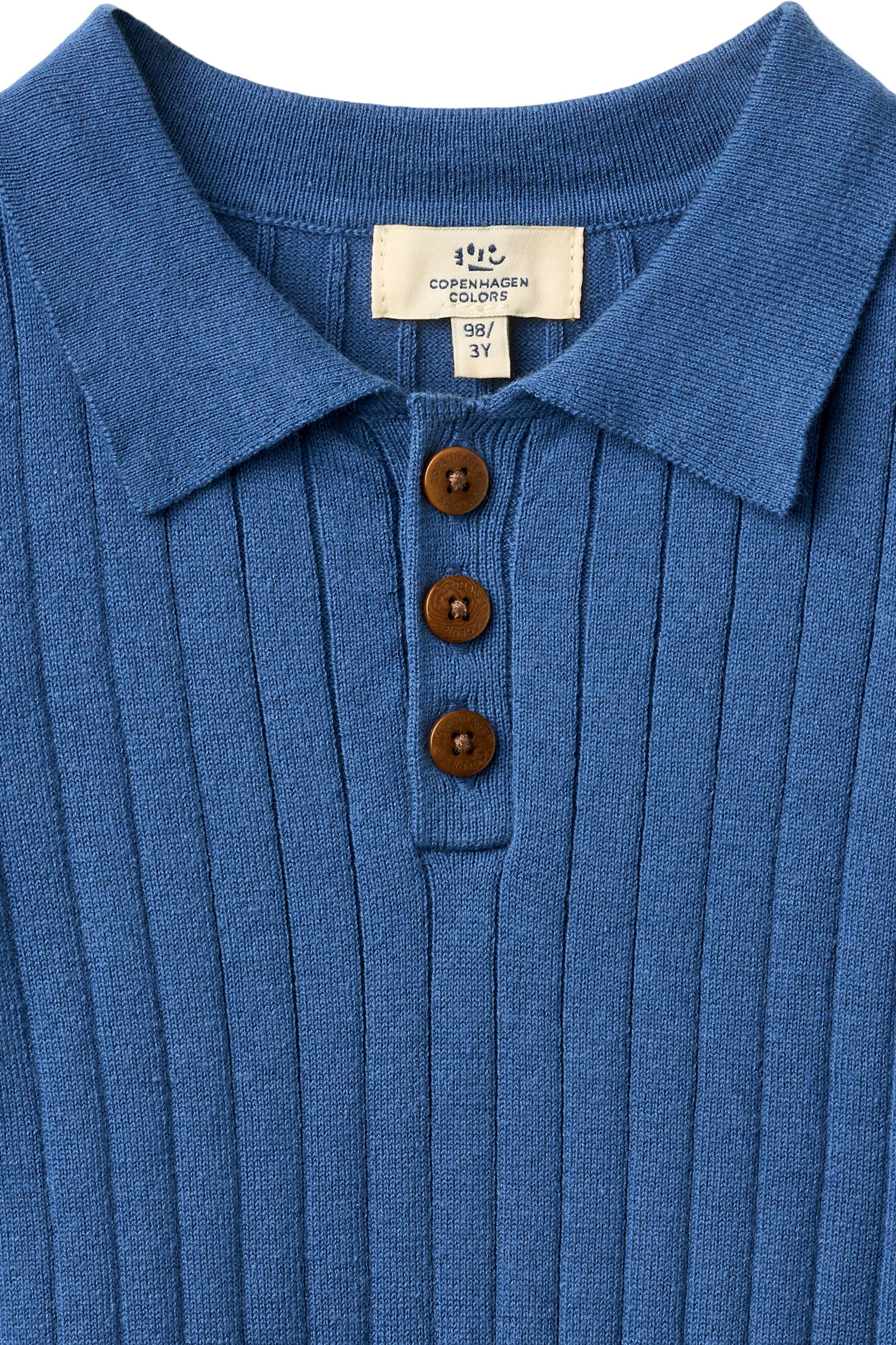 copenhagen colors rib knit polo blue