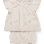 copenhagen colors seersucker baby set with embroidery pink