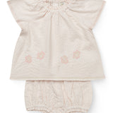 copenhagen colors seersucker baby set with embroidery pink