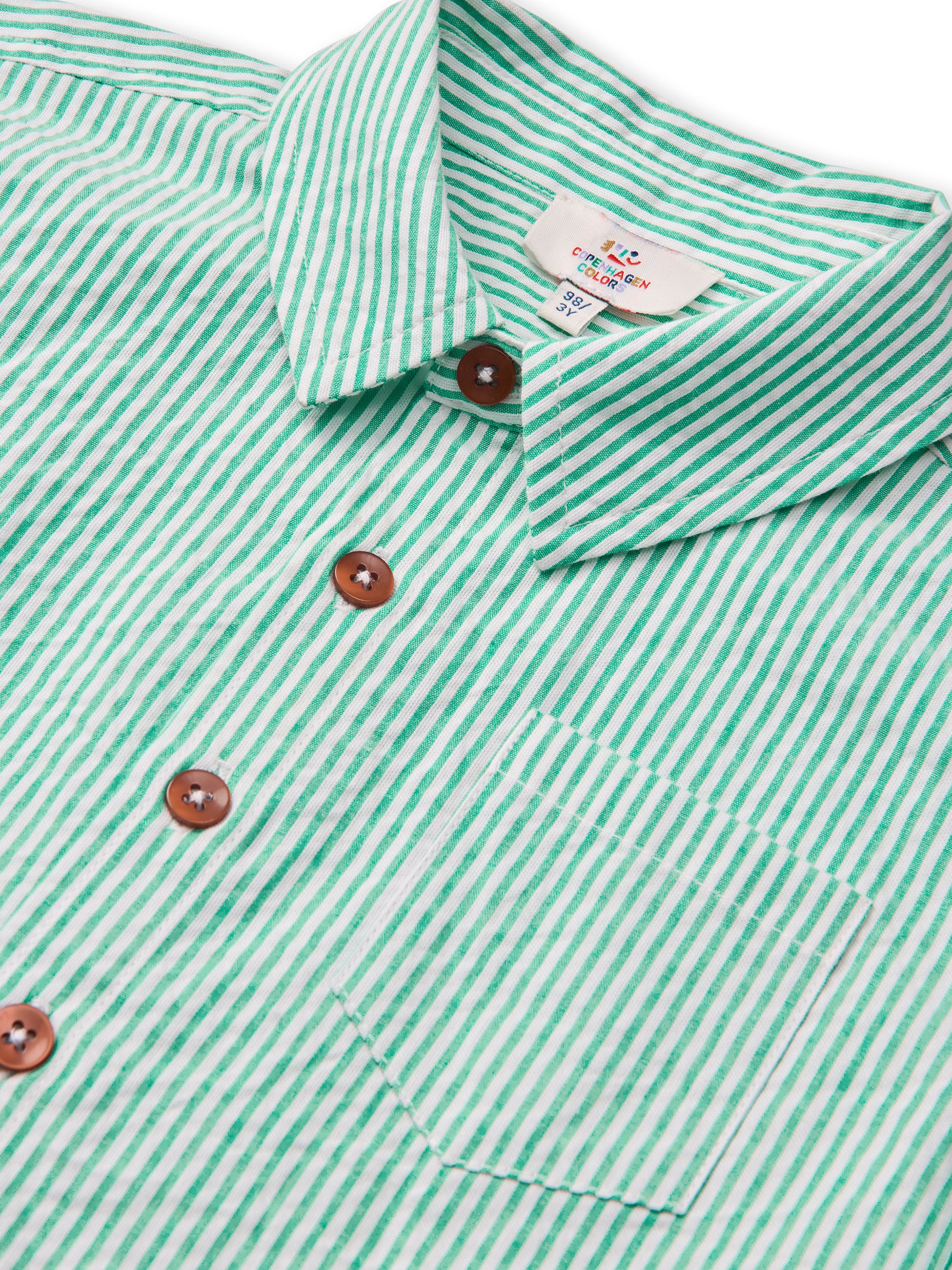 copenhagen colors blouse korte mouwen groen gestreept