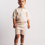 baje studio fygo polo beige korte mouwen gebreid