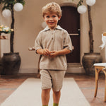 baje studio gebreide set jongens taupe gray