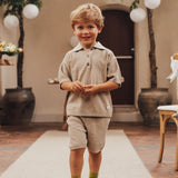 baje studio gebreide set jongens taupe gray