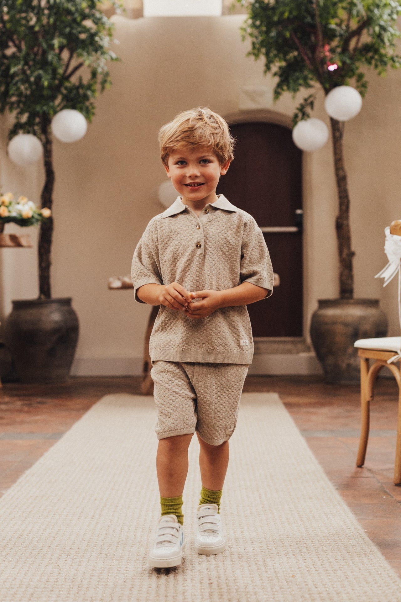 baje studio gebreide set jongens taupe gray