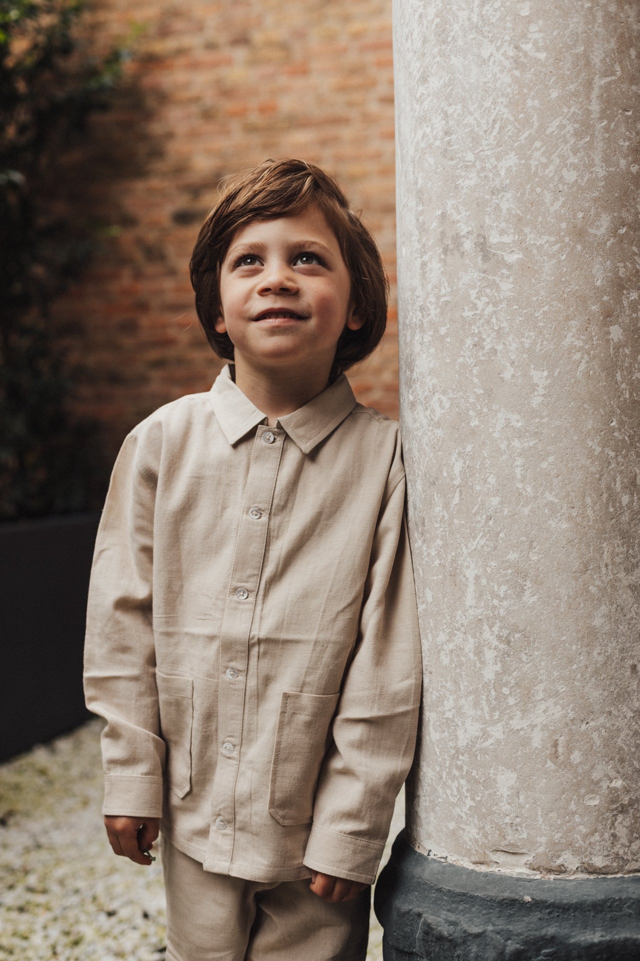 baje studio linnen blouse beige jongens