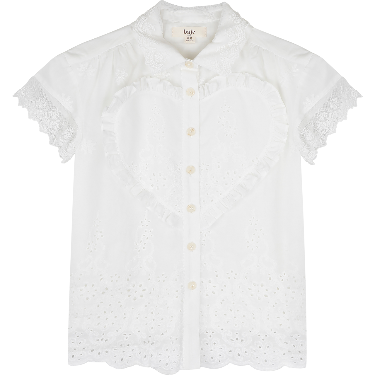 baje studio lous jurk wit met ruffles