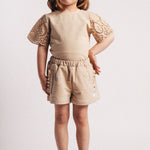 baje studio vay short hartjesprint meisjes beige 