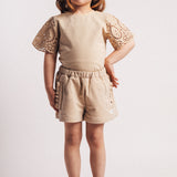 baje studio vay short hartjesprint meisjes beige 
