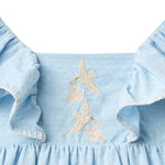 copenhagen colors geborduurde jurk met vogels blauw